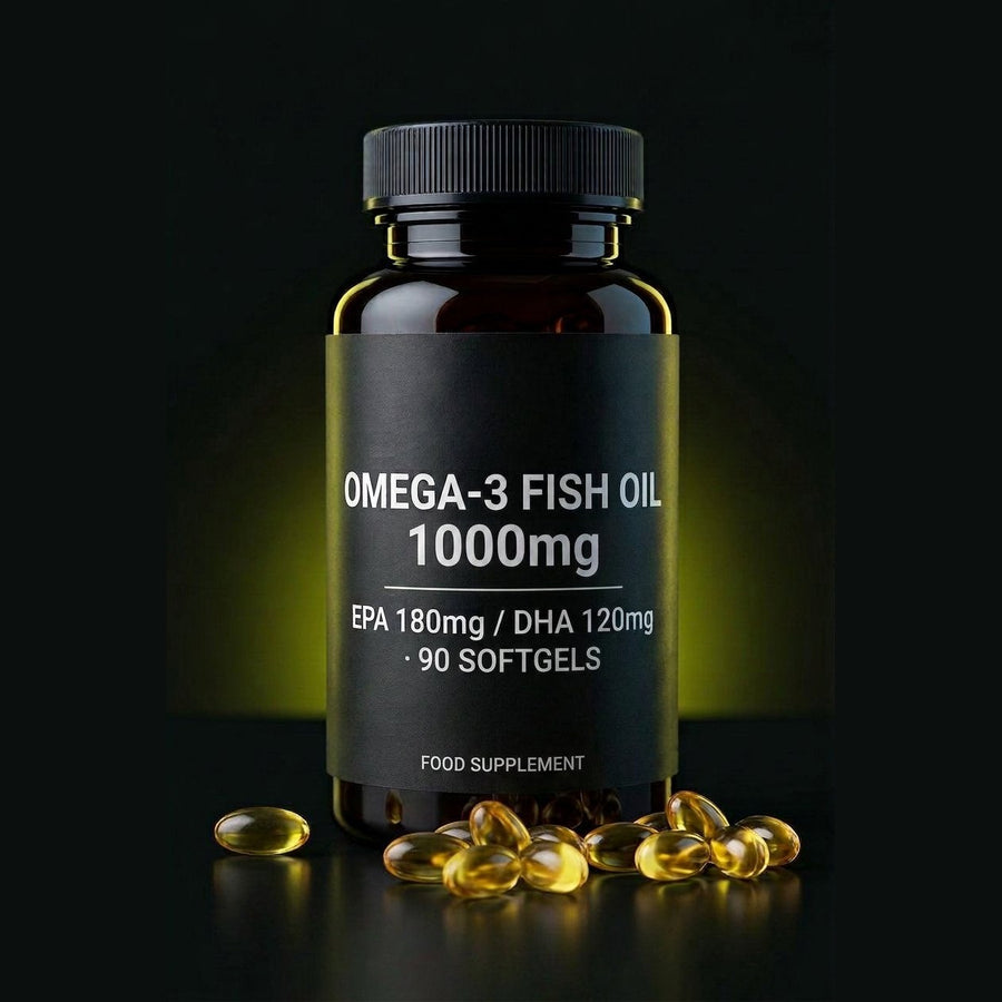 Omega-3 Fish Oil 1000mg, EPA 180mg DHA 120mg, 90 softgels